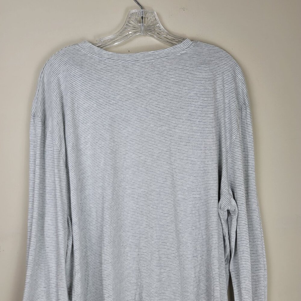 Marine Layer Peralta MicroModal Stripe Henley Gray Long Sleeve L - Picture 5 of 11